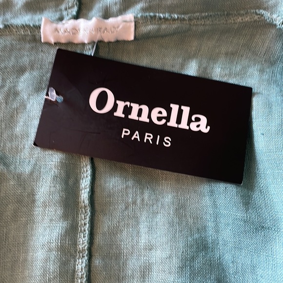 Ornella Paris Italian Flax Linen Hi low Hem Green Women’s Open Jacket Top Sz XL - Picture 9 of 10